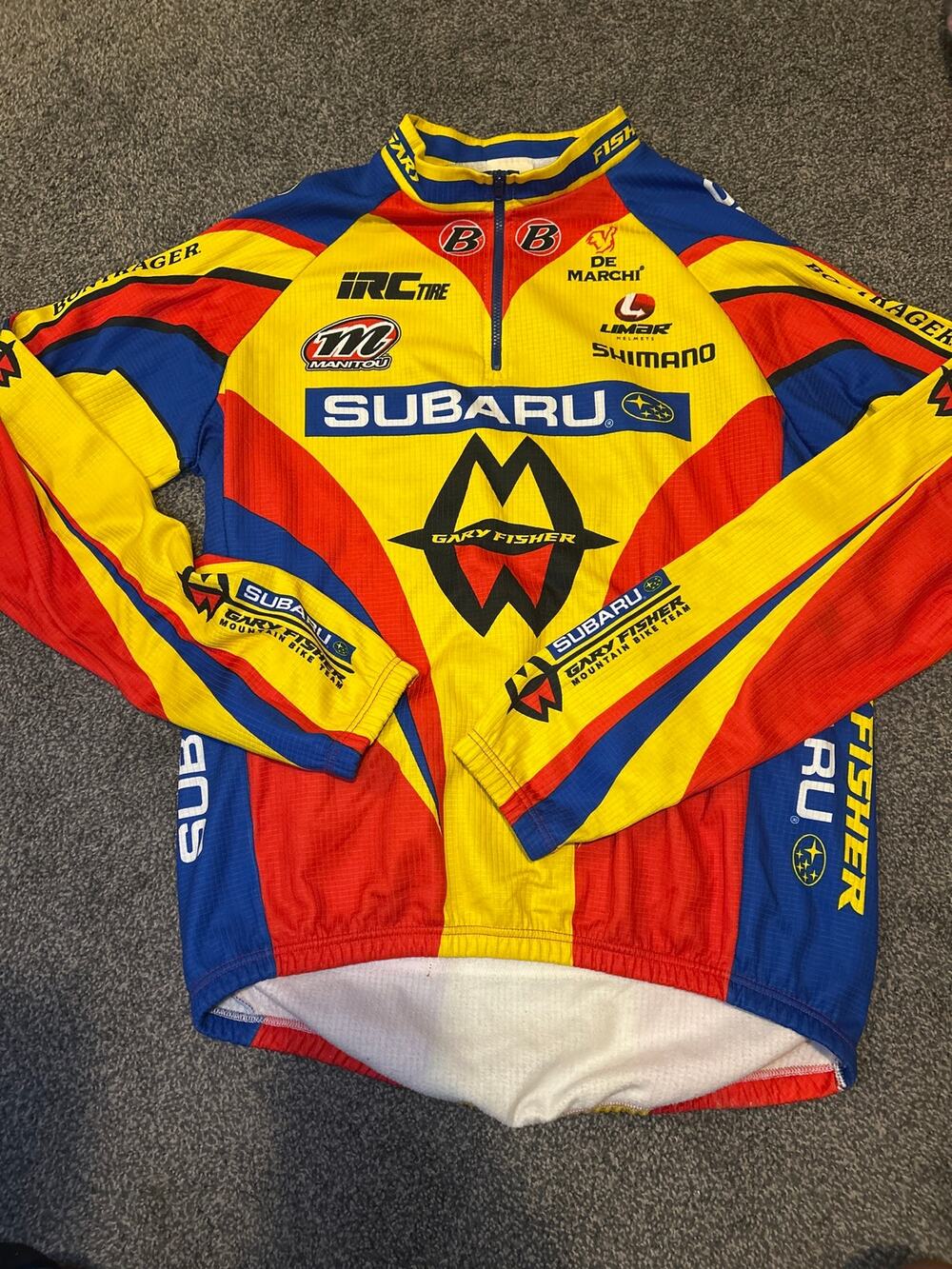 Subaru Gary Fisher mens Yellow Red Blue cycling jersey size XXL long sleeve